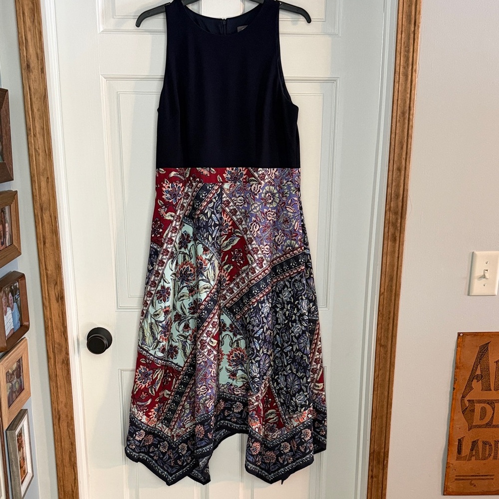 Vince Camuto Sleeveless Floral Patchwork Dress - Navy Blue and Multicolor